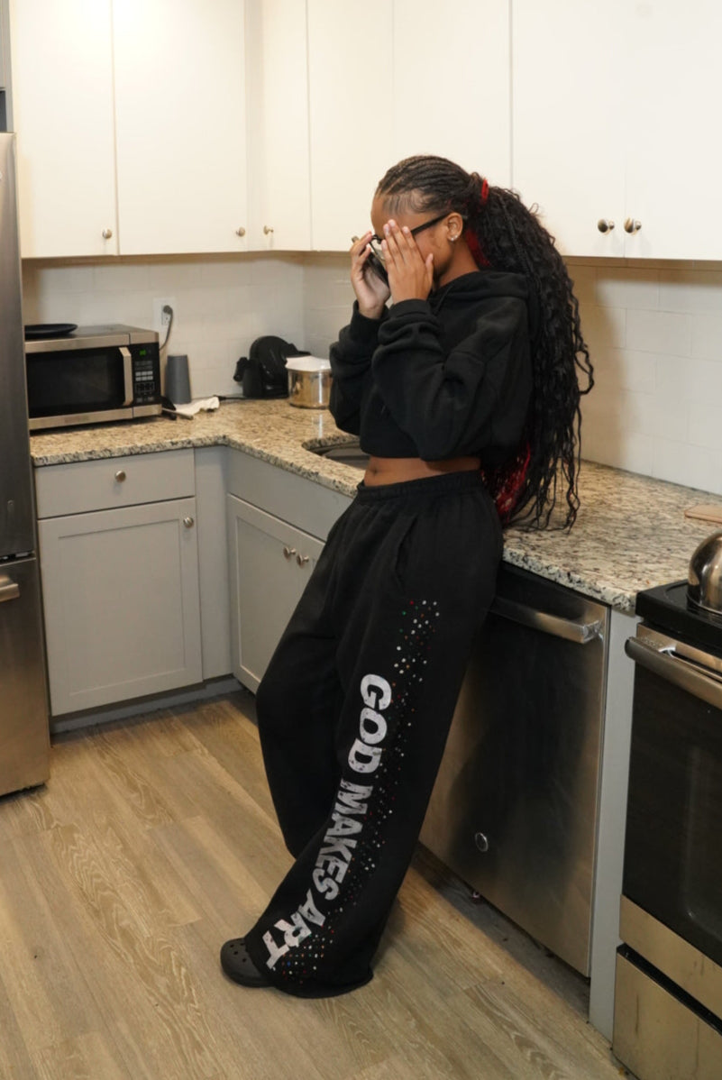 "GOD MAKES ART" Sweatpants - Black
