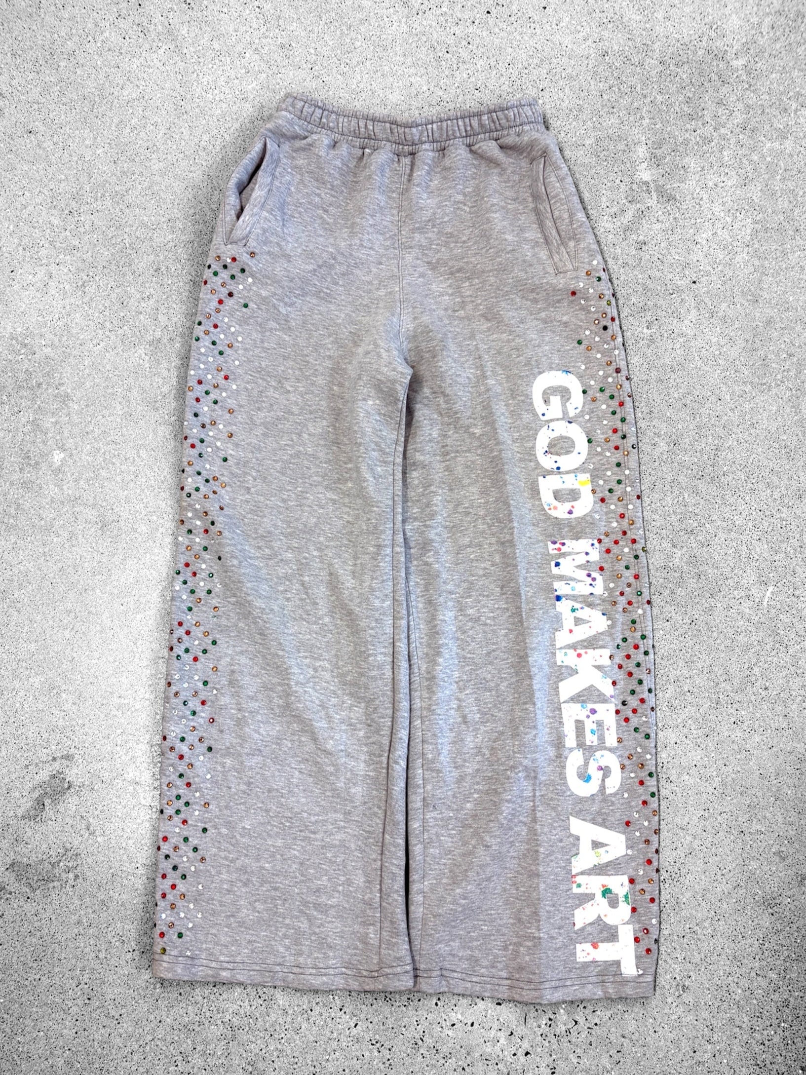 "GOD MAKES ART" Sweatpants - Gray